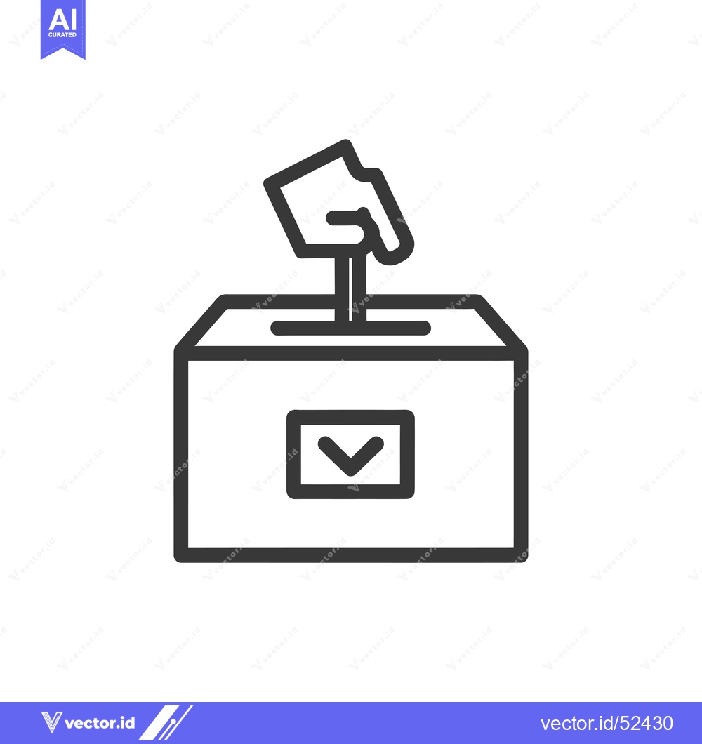 Premium Vector of Line art illustration of a hand placing a ballot into a ballot box