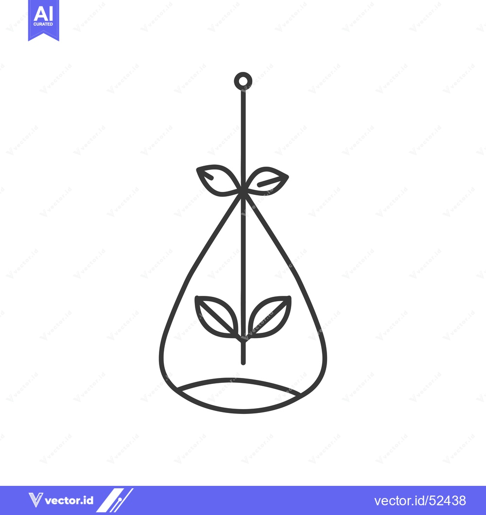 Premium Vector dari Line Art Illustration of a Hanging Tea Bag with a Plant Inside