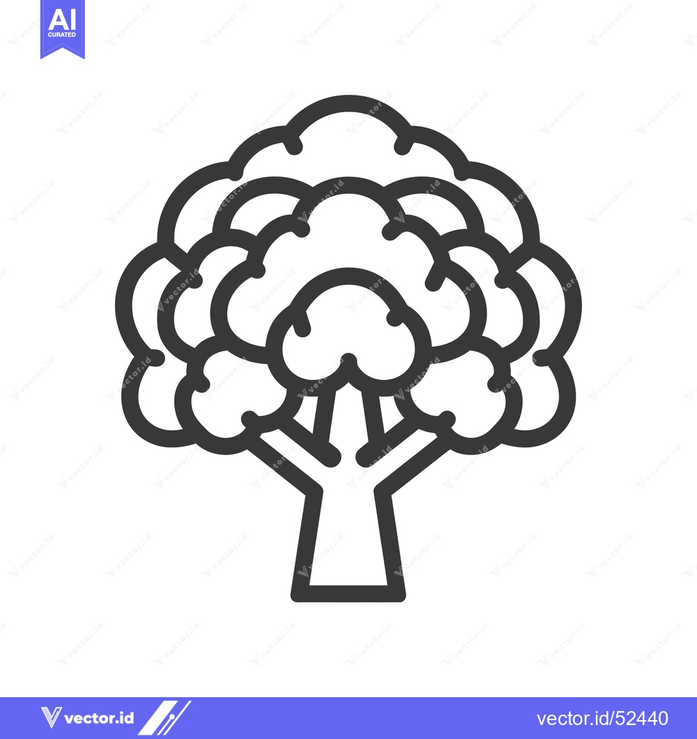 Premium Vector dari Line art illustration of a head of broccoli