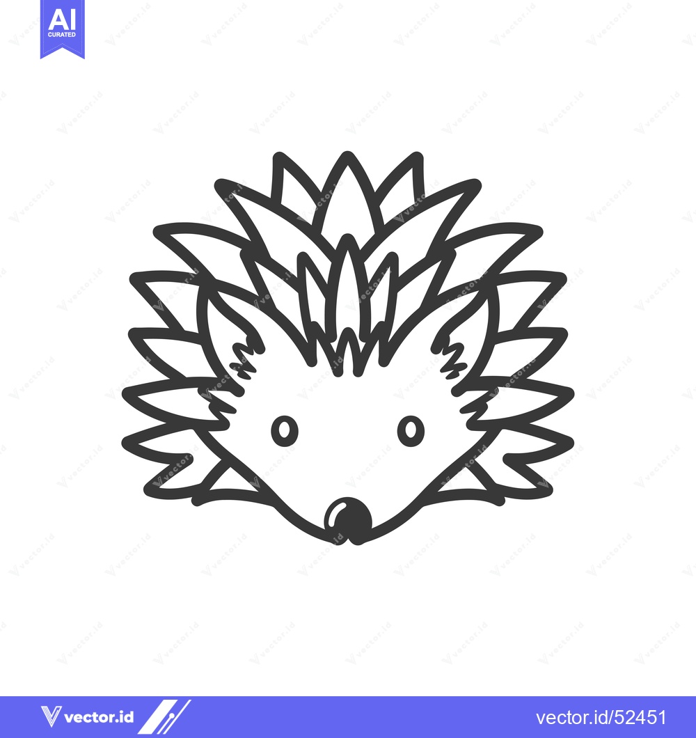 Premium Vector of Line Art Illustration of a Hedgehog's Face