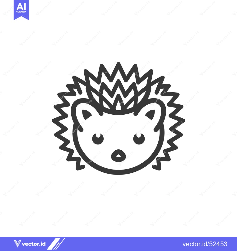 Premium Vector of Line Art Illustration of a Hedgehog's Face