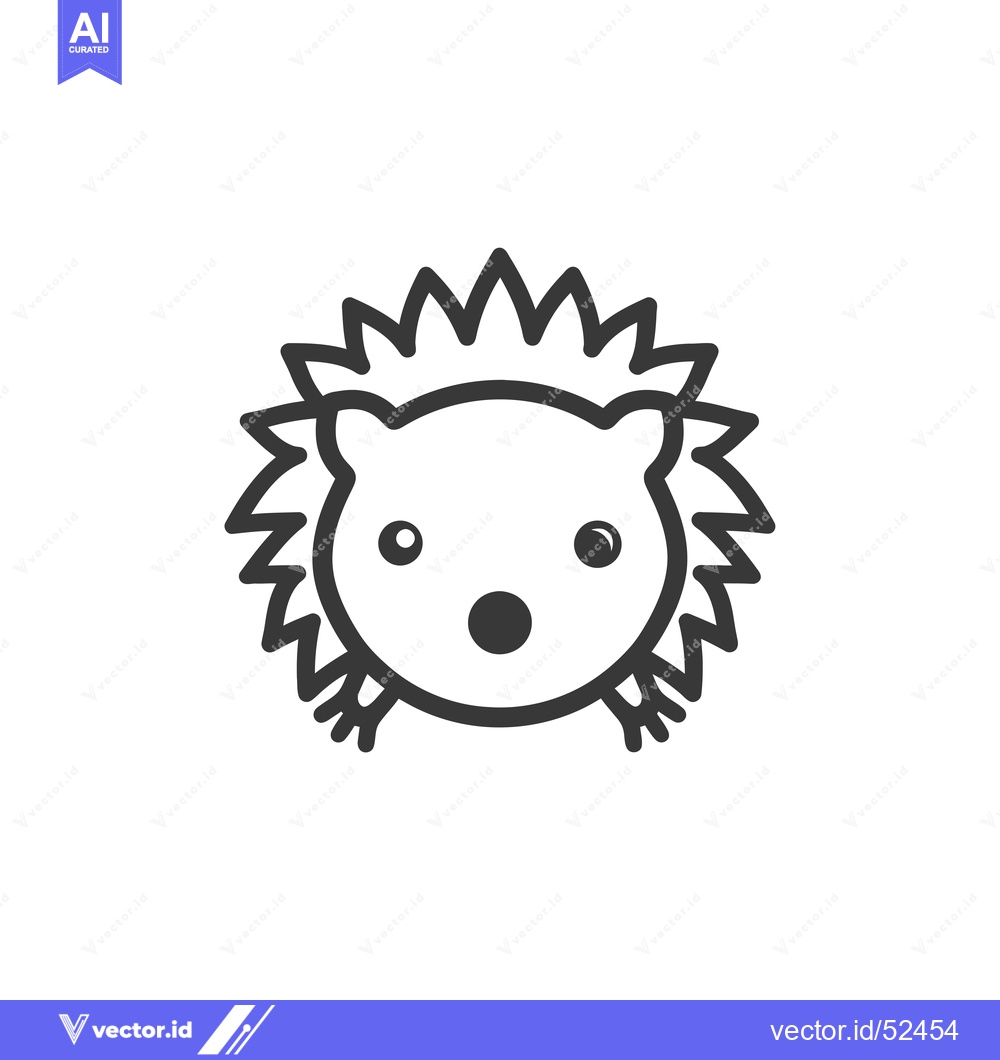 Premium Vector dari Line Art Illustration of a Hedgehog's Face