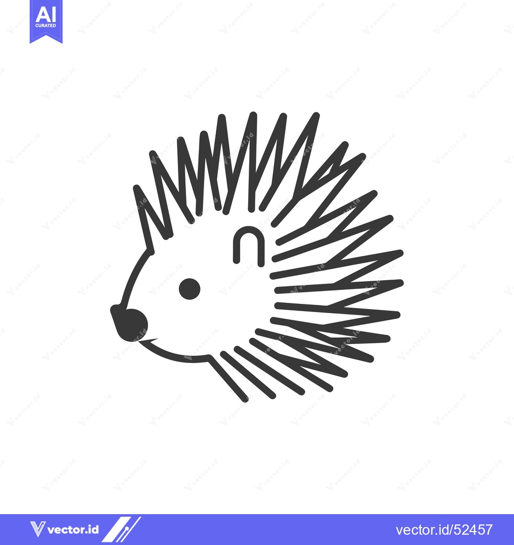 Premium Vector of Line art illustration of a hedgehog's head with spikes