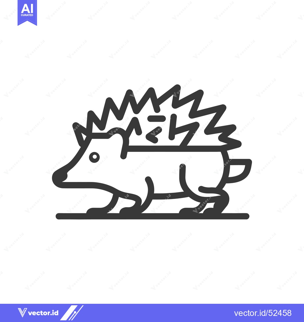 Premium Vector of Line art illustration of a hedgehog walking