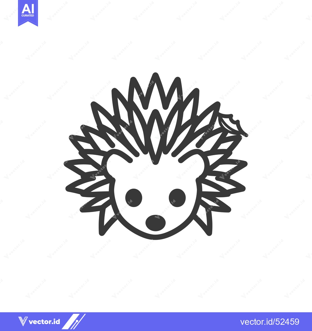 Premium Vector dari Line Art Illustration of a Hedgehog with a Single Leaf on its Back