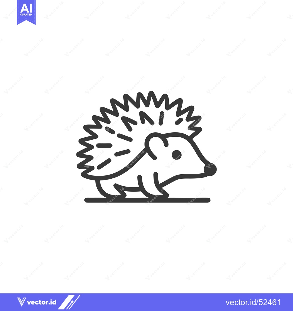 Premium Vector of Line Art Illustration of a Hedgehog with Spikes