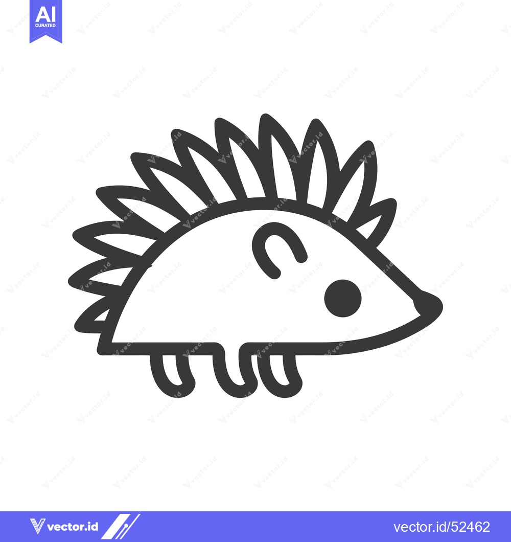 Premium Vector of Line Art Illustration of a Hedgehog with Spikes