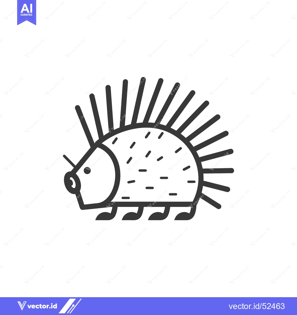 Premium Vector of Line Art Illustration of a Hedgehog with Spikes