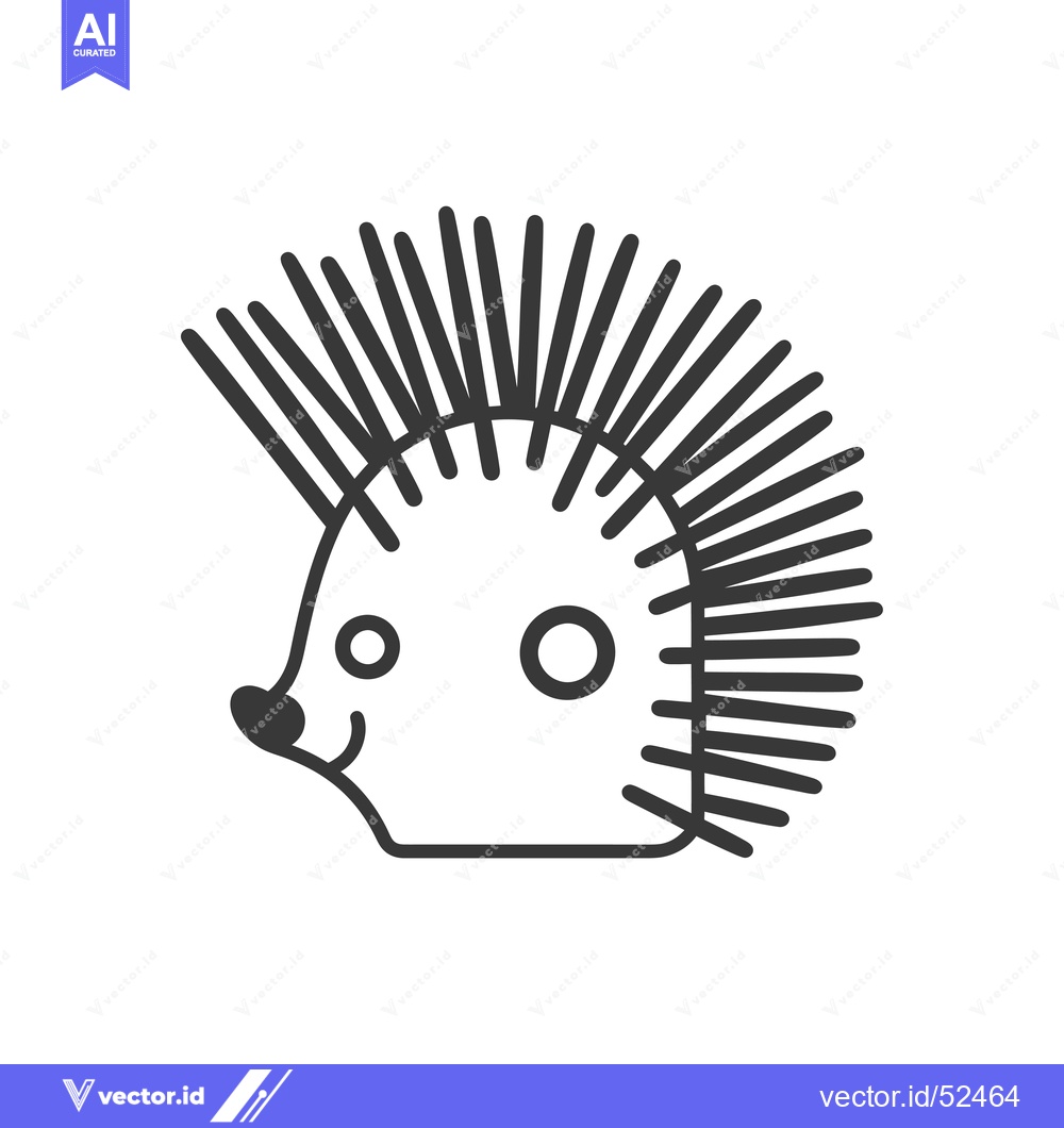 Premium Vector of Line art illustration of a hedgehog with spiky quills