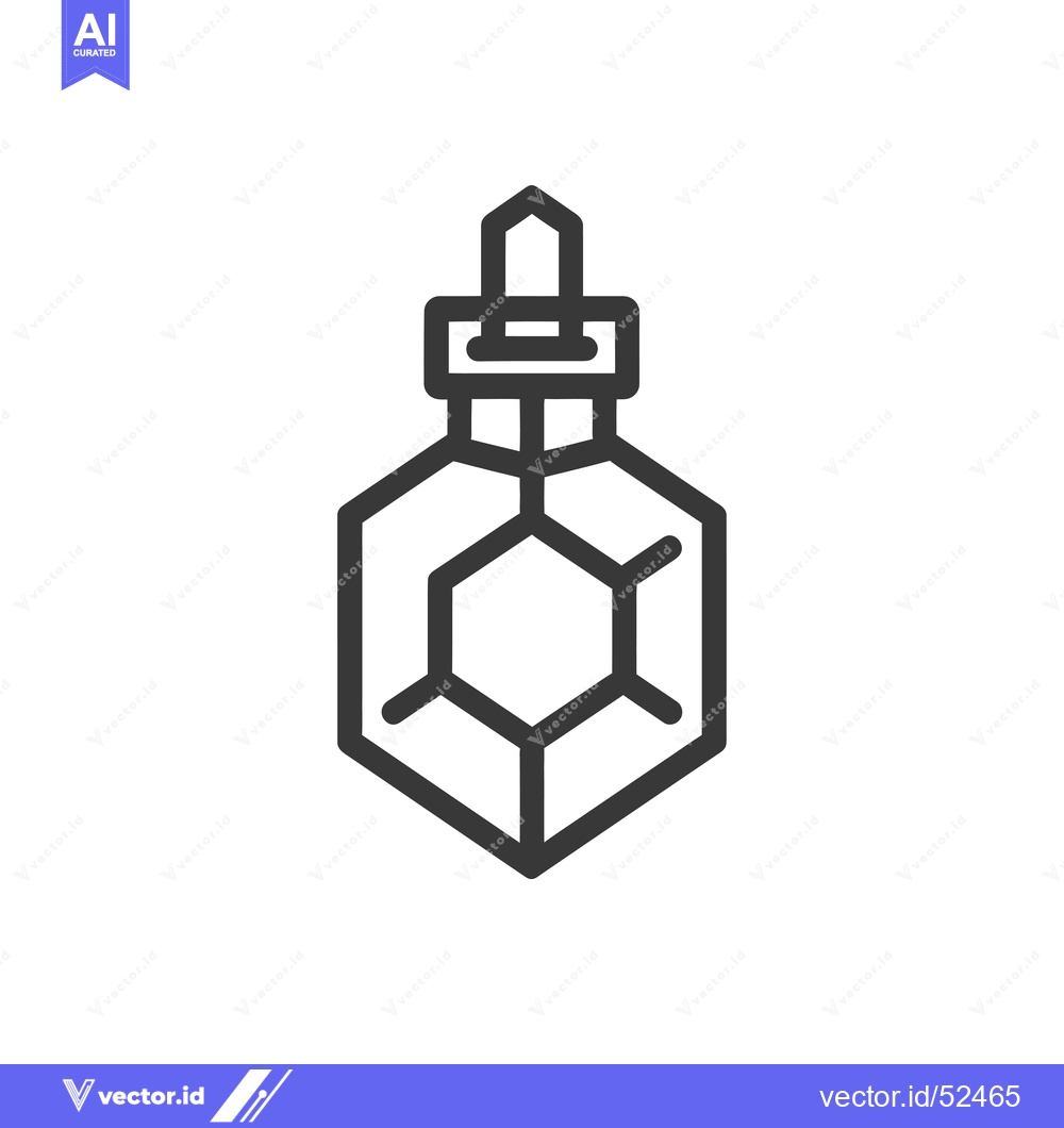 Premium Vector of Line art illustration of a hexagonal bottle with a dropper