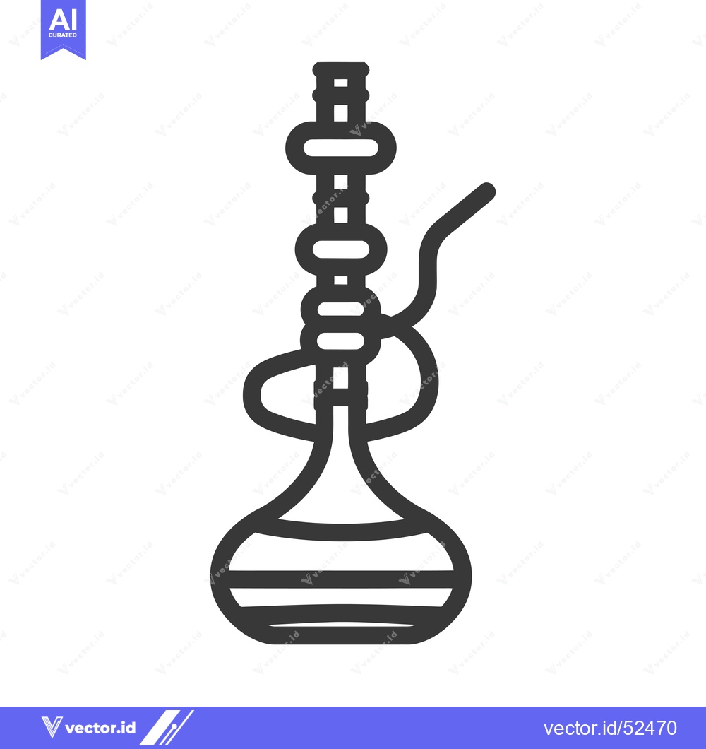 Premium Vector of Line Art Illustration of a Hookah