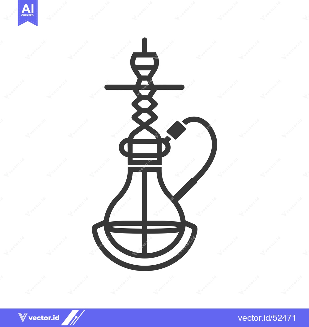 Premium Vector of Line Art Illustration of a Hookah with a Vase