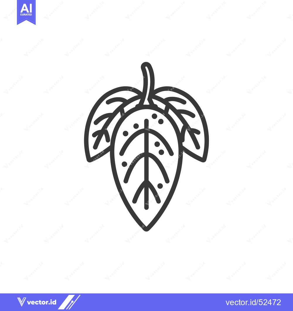 Premium Vector dari Line art illustration of a hop cone with two leaves