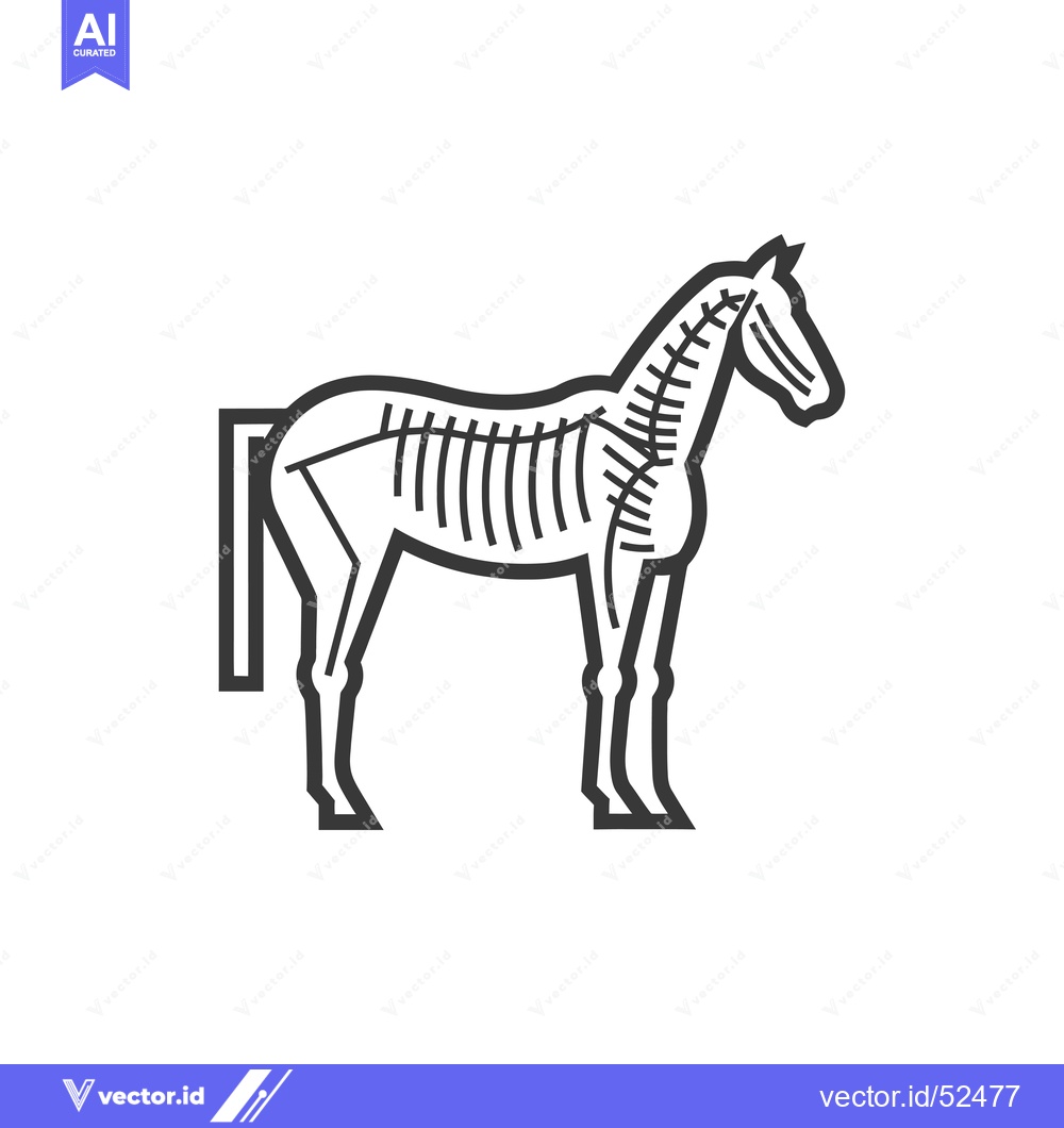 Premium Vector dari Line Art Illustration of a Horse Skeleton