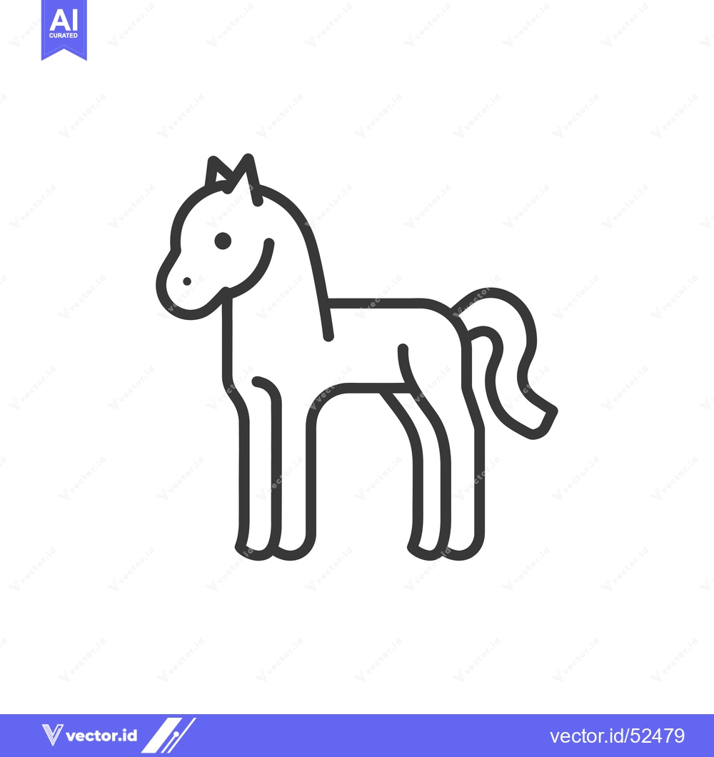 Premium Vector dari Line art illustration of a horse with a curved tail