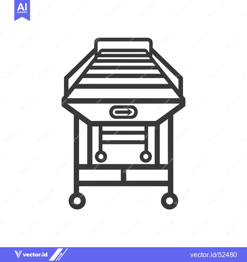 Premium Vector dari Line Art Illustration of a Hospital Bed with Wheels