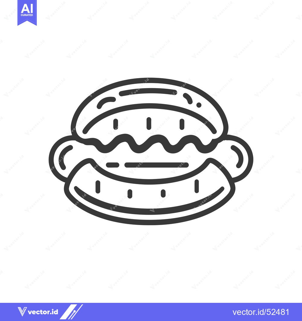 Premium Vector dari Line art illustration of a hot dog in a bun