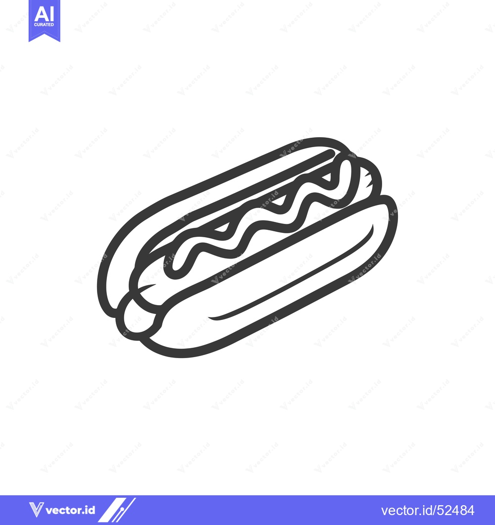 Premium Vector of Line Art Illustration of a Hot Dog with Mustard