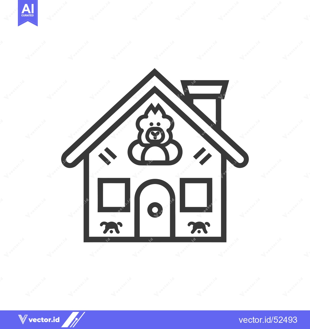 Premium Vector of Line Art Illustration of a House with a Teddy Bear Inside