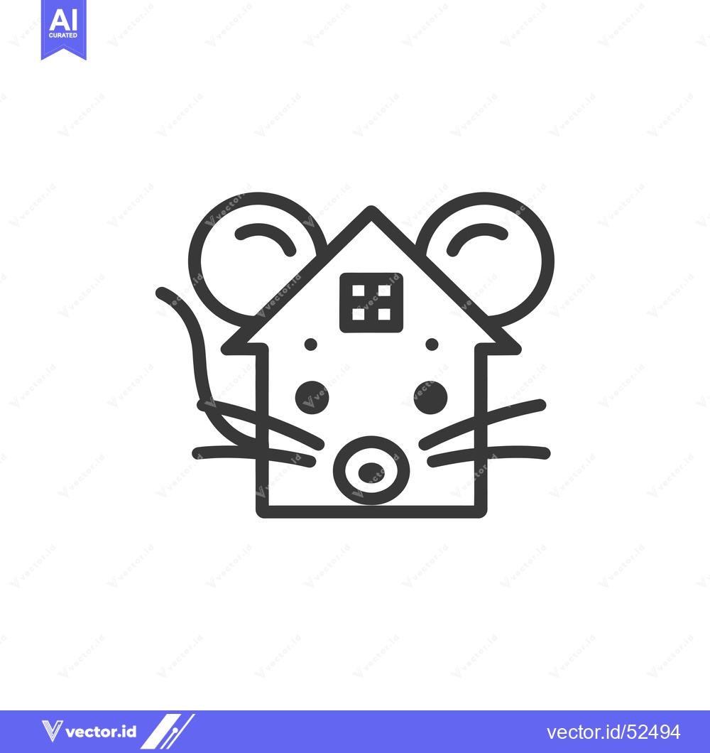 Premium Vector dari Line Art Illustration of a House with Mouse Features