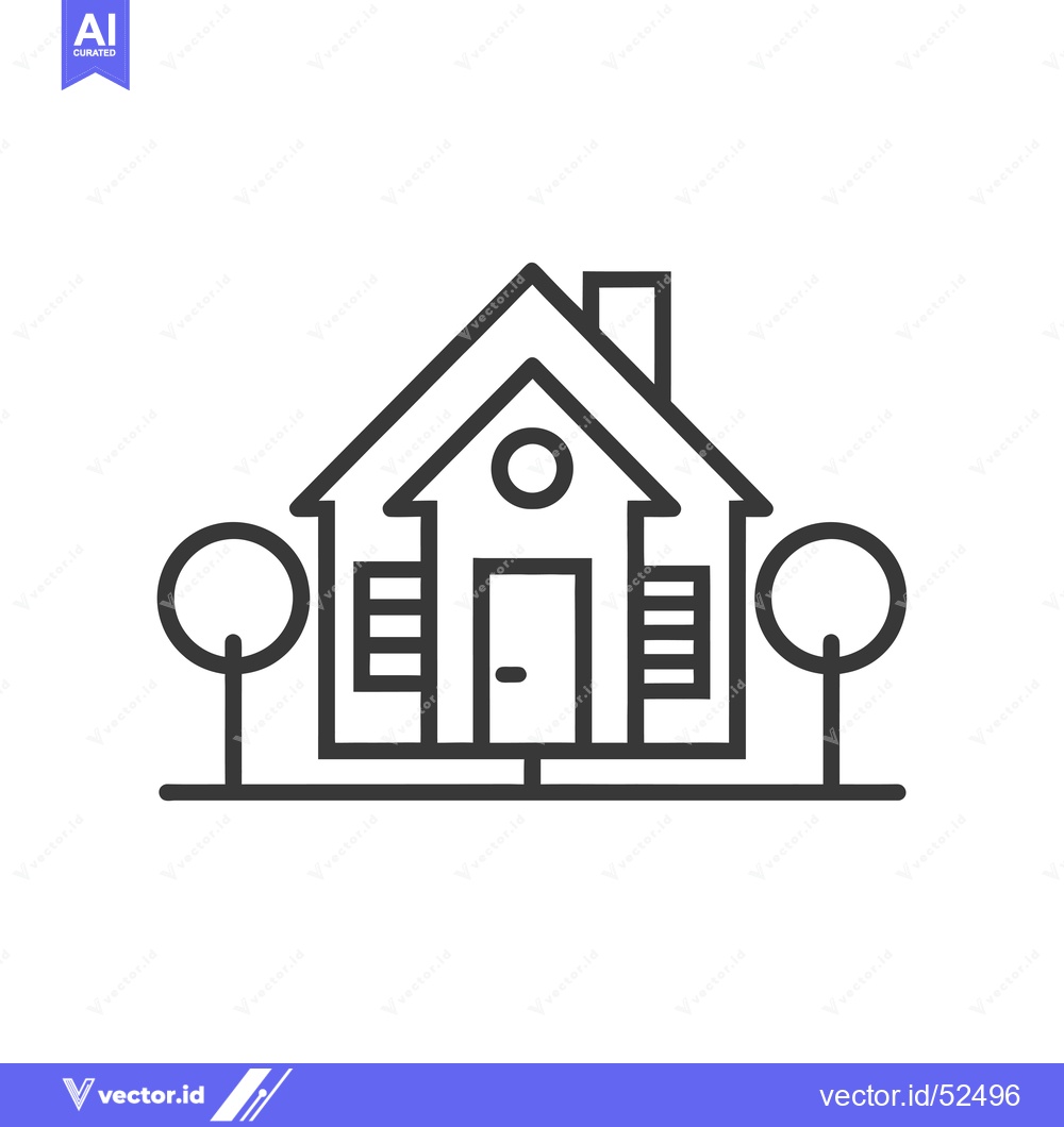 Premium Vector dari Line art illustration of a house with trees