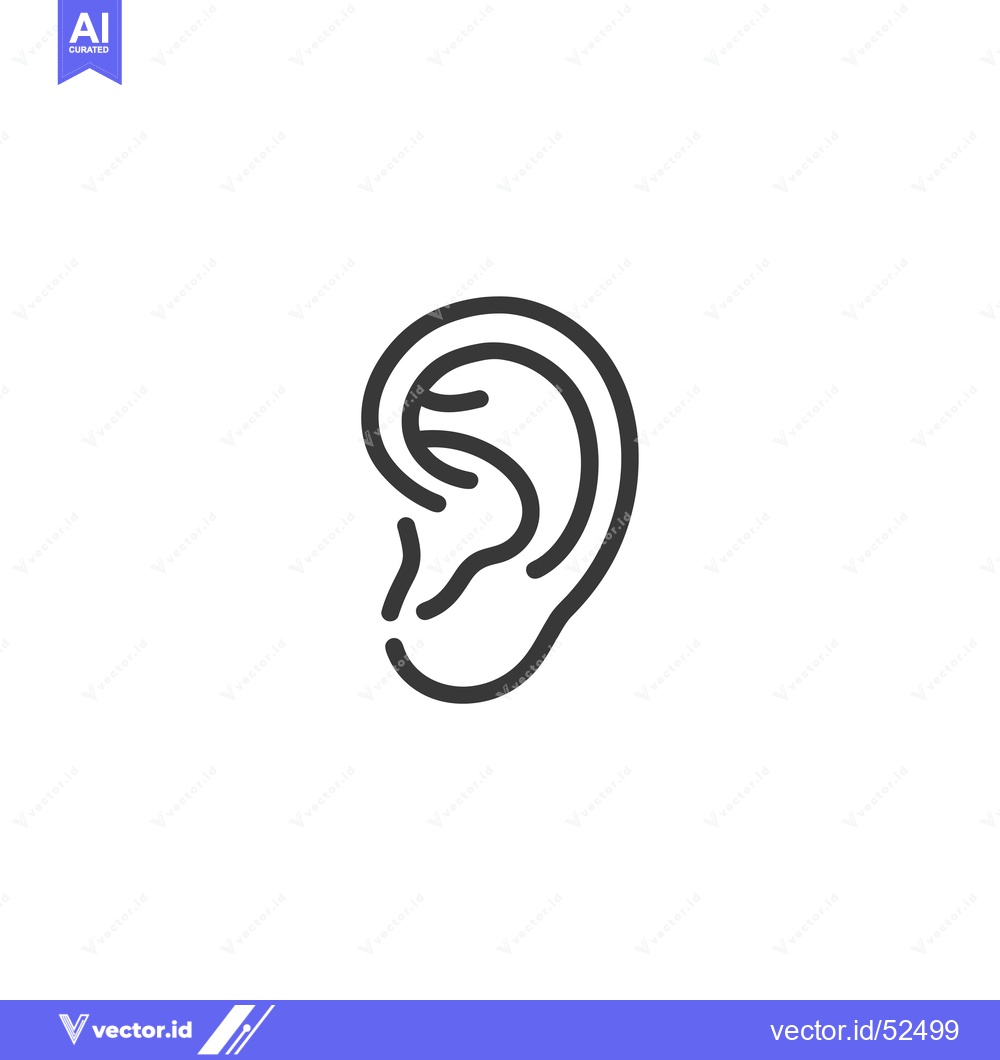 Premium Vector of Line Art Illustration of a Human Ear