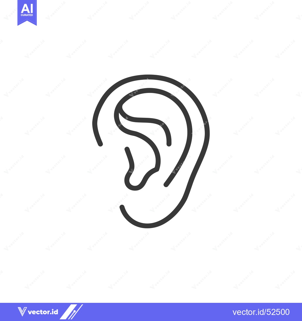 Premium Vector of Line Art Illustration of a Human Ear