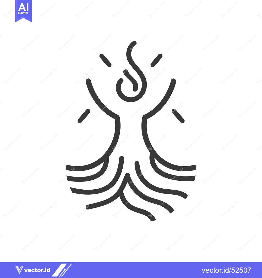 Premium Vector dari Line Art Illustration of a Human Figure with Flames and Roots