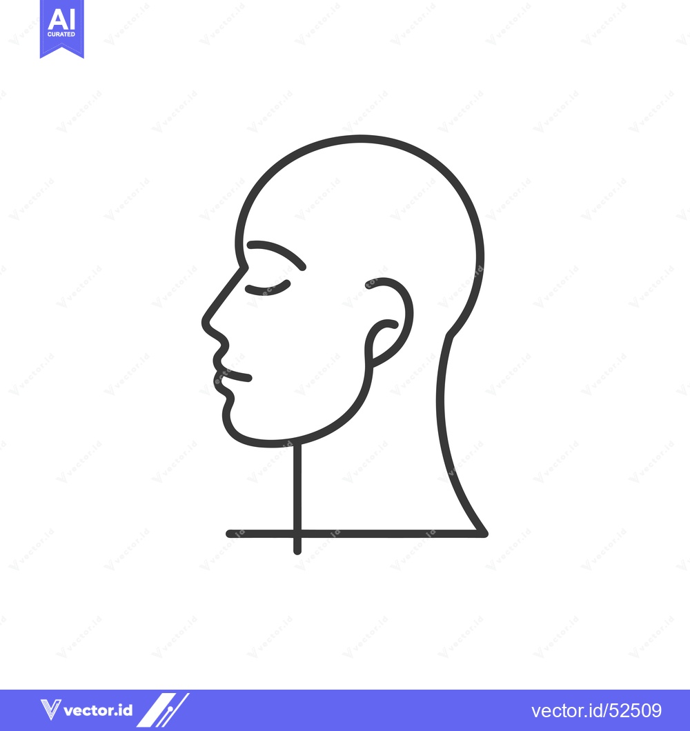 Premium Vector dari Line Art Illustration of a Human Head in Profile with Closed Eyes