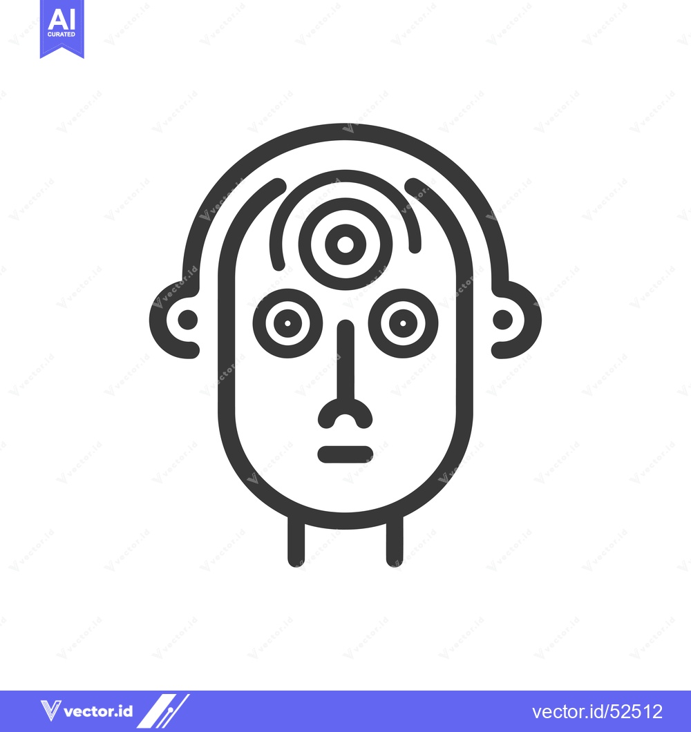 Premium Vector dari Line Art Illustration of a Human Head with a Third Eye
