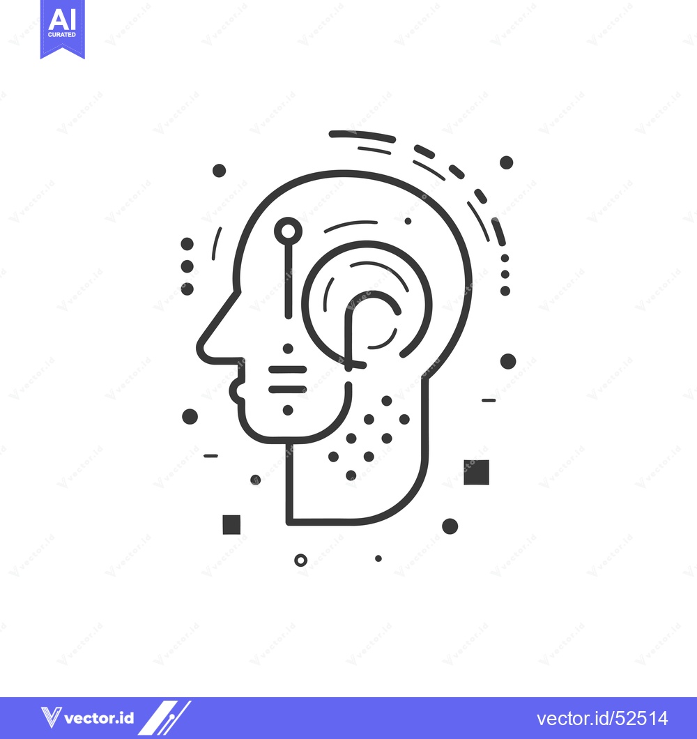 Premium Vector dari Line art illustration of a human head with circuitry inside