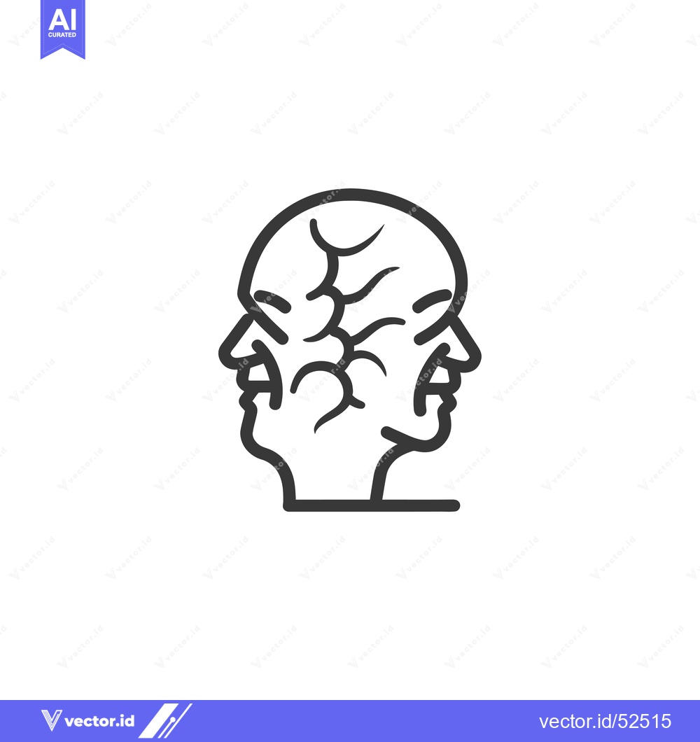 Premium Vector dari Line art illustration of a human head with two faces facing opposite d
