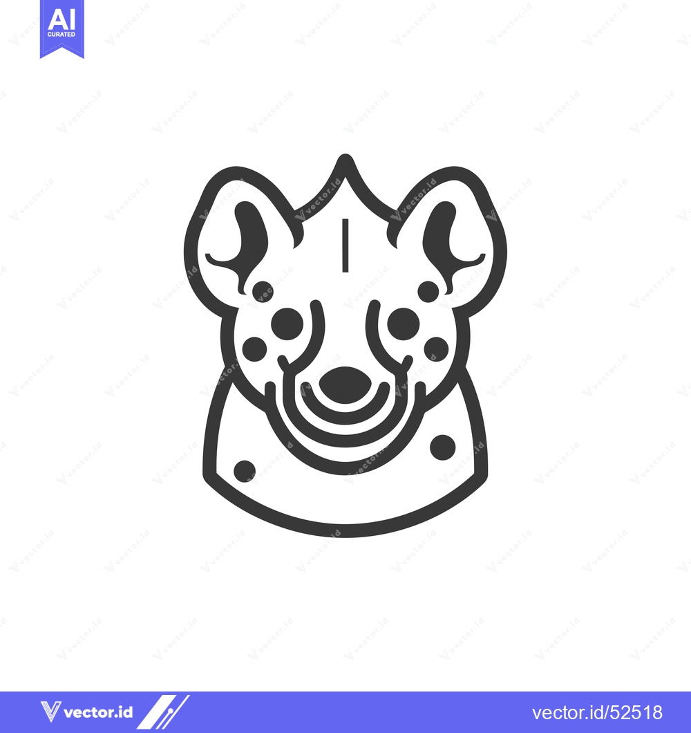 Premium Vector of Line Art Illustration of a Hyena Head