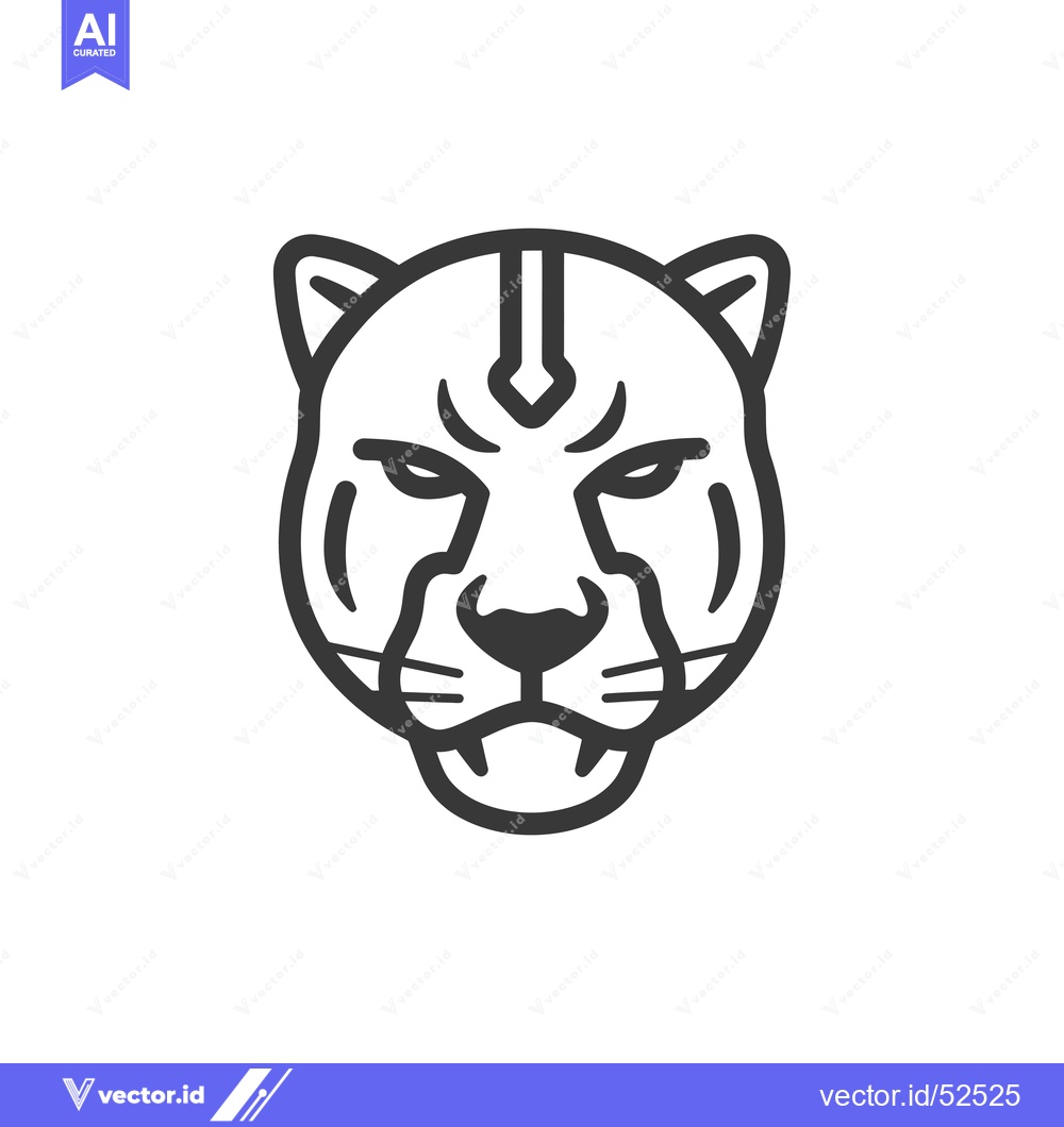 Premium Vector of Line Art Illustration of a Jaguar's Face