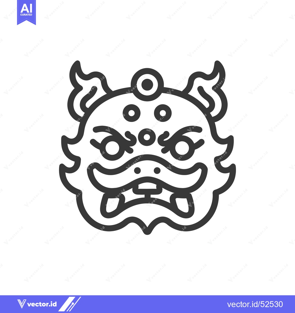 Premium Vector dari Line Art Illustration of a Japanese Lion Dance Mask