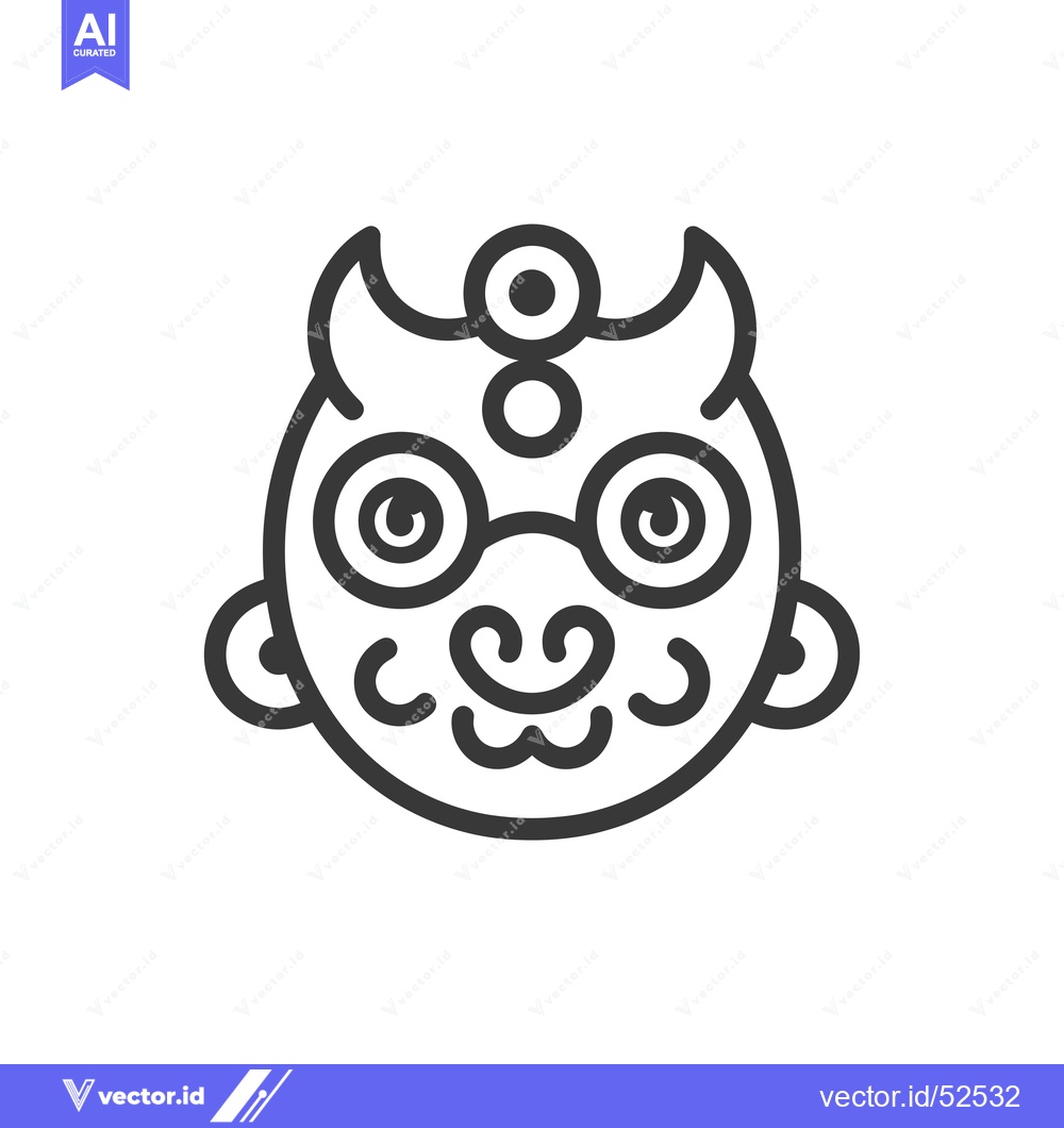 Premium Vector of Line art illustration of a Japanese mythical creature