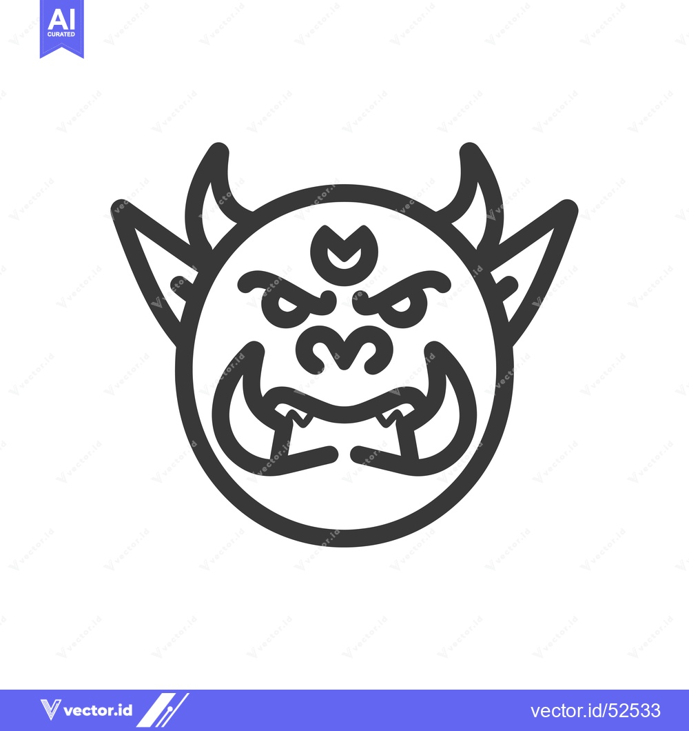 Premium Vector dari Line Art Illustration of a Japanese Oni Demon Face