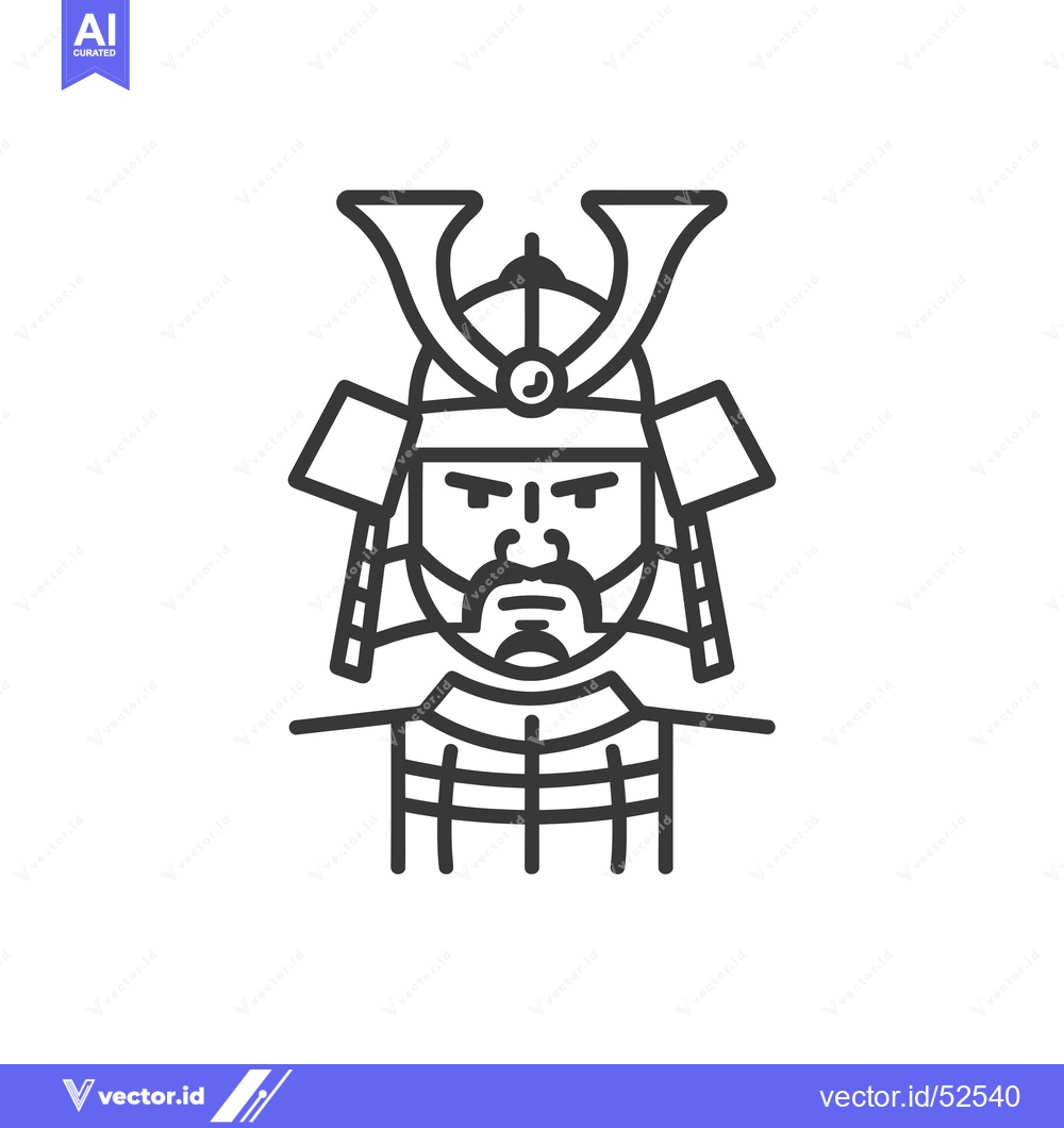 Premium Vector of Line Art Illustration of a Japanese Samurai Warrior
