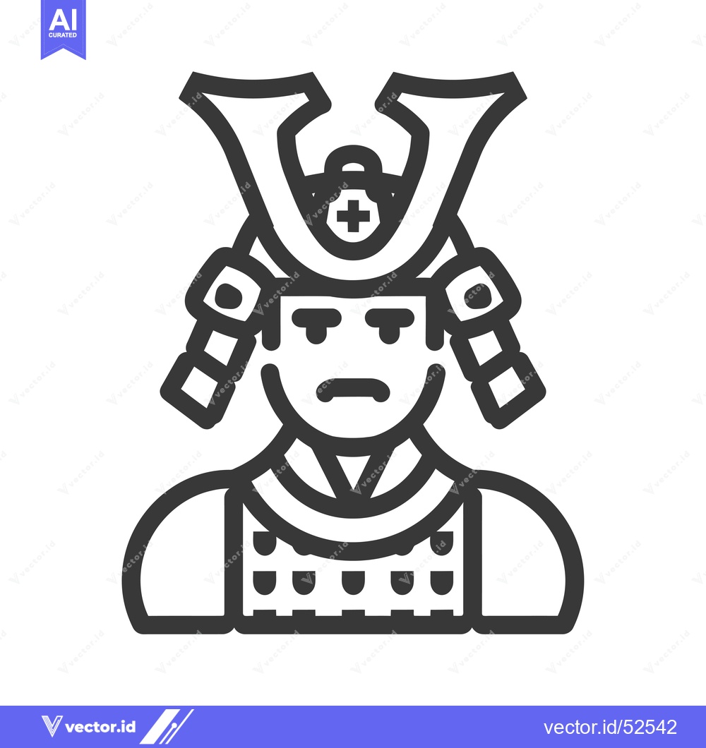 Premium Vector dari Line Art Illustration of a Japanese Samurai Warrior
