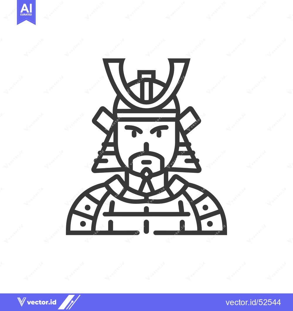Premium Vector dari Line Art Illustration of a Japanese Samurai Warrior