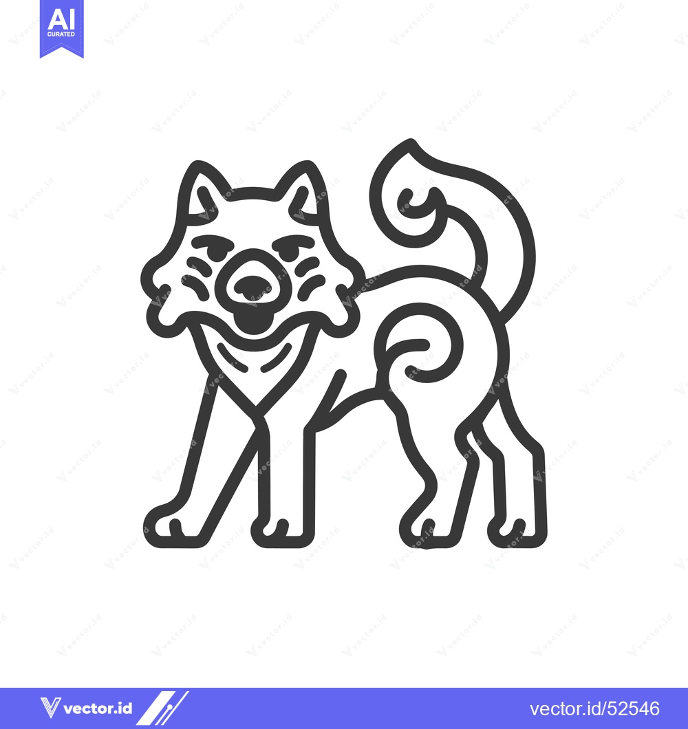 Premium Vector of Line Art Illustration of a Japanese Shiba Inu Dog