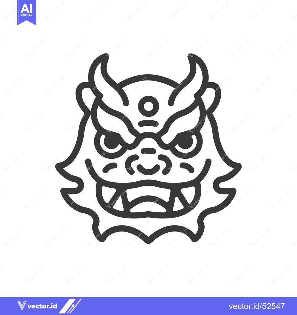 Premium Vector of Line Art Illustration of a Japanese Shisa Guardian Lion