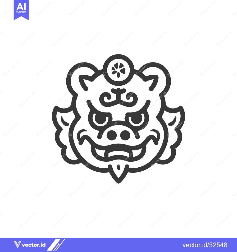 Premium Vector dari Line Art Illustration of a Japanese Shisa Lion Dog