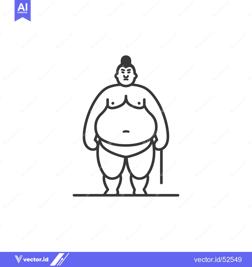 Premium Vector of Line Art Illustration of a Japanese Sumo Wrestler