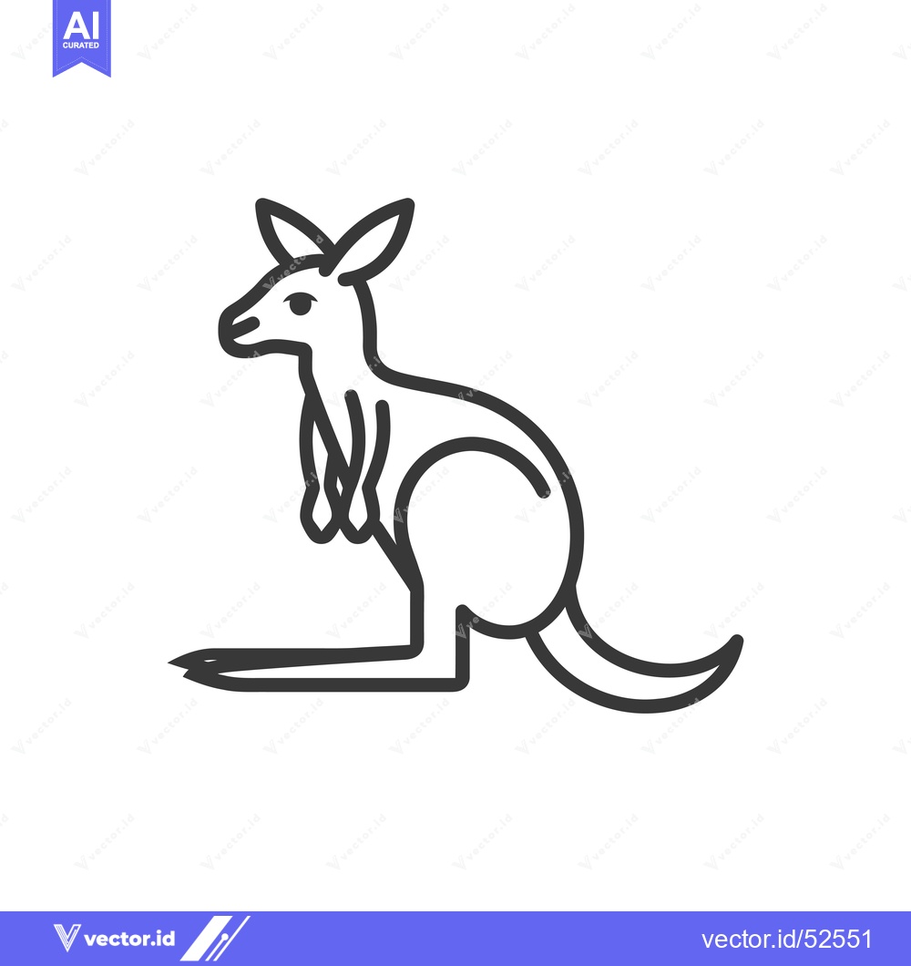 Premium Vector dari Line art illustration of a kangaroo in a sitting position