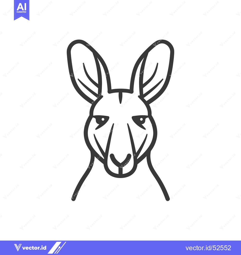 Premium Vector dari Line Art Illustration of a Kangaroo's Face