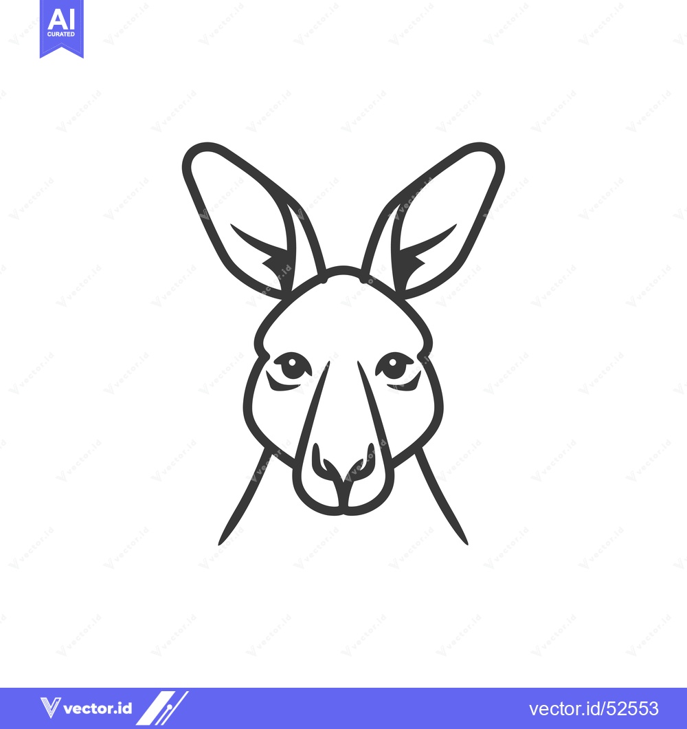 Premium Vector of Line Art Illustration of a Kangaroo's Face