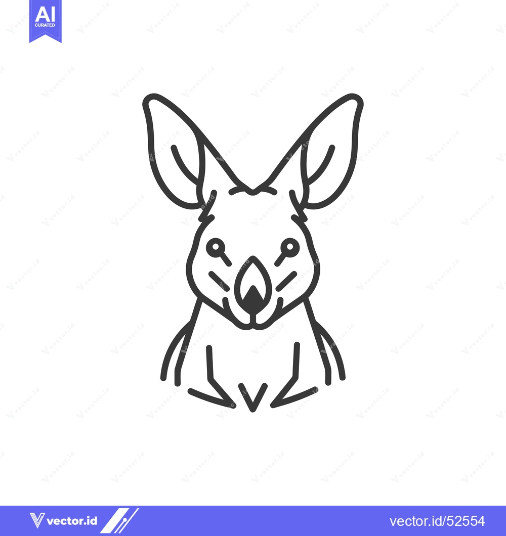 Premium Vector of Line Art Illustration of a Kangaroo's Head