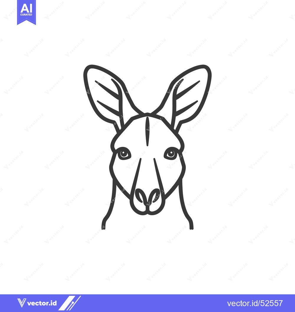 Premium Vector of Line art illustration of a kangaroo's head