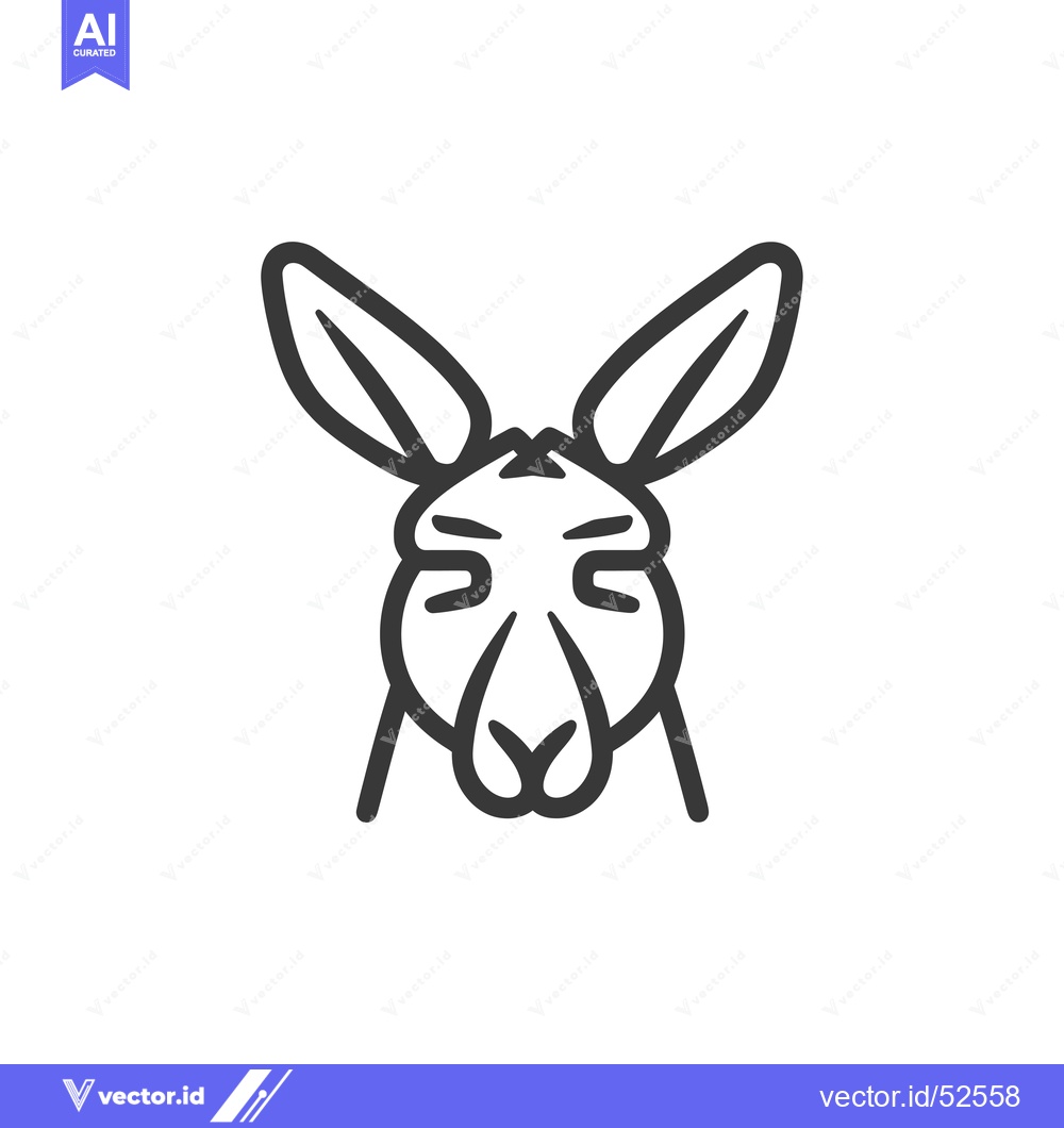 Premium Vector of Line Art Illustration of a Kangaroo's Head